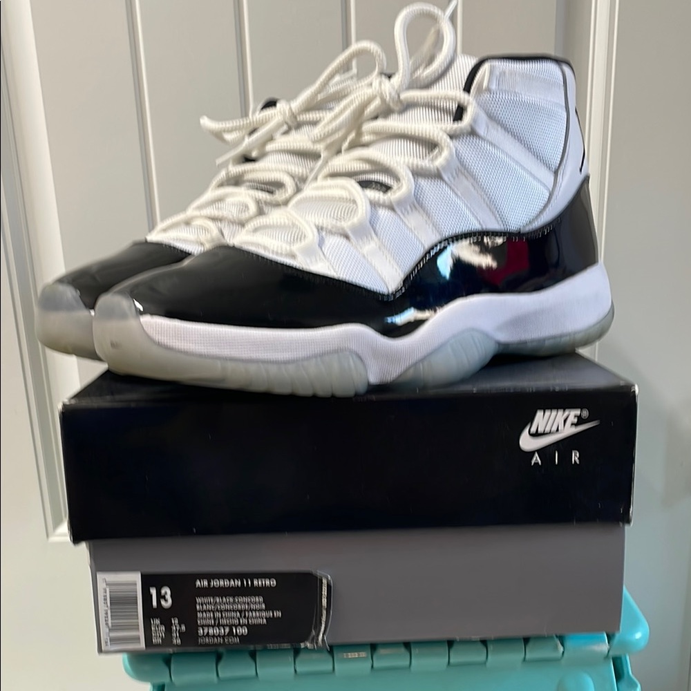 Nike Air Jordan 11 Retro Black and White Athletic Shoes